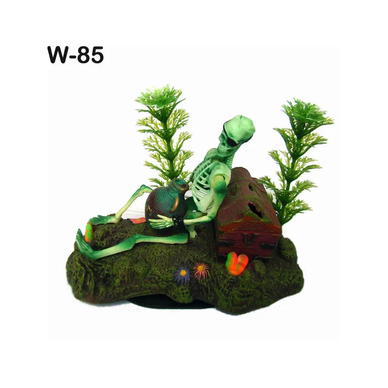 Hot Aquarium Decoration Skeleton on Toilet Fish Tank