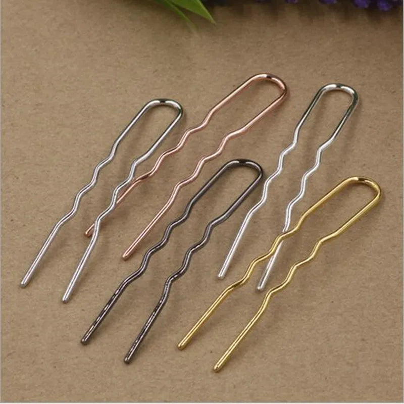10pcs Gunblack/Rose Gold/Silver/Antique Bronze U Shape Hair Combs