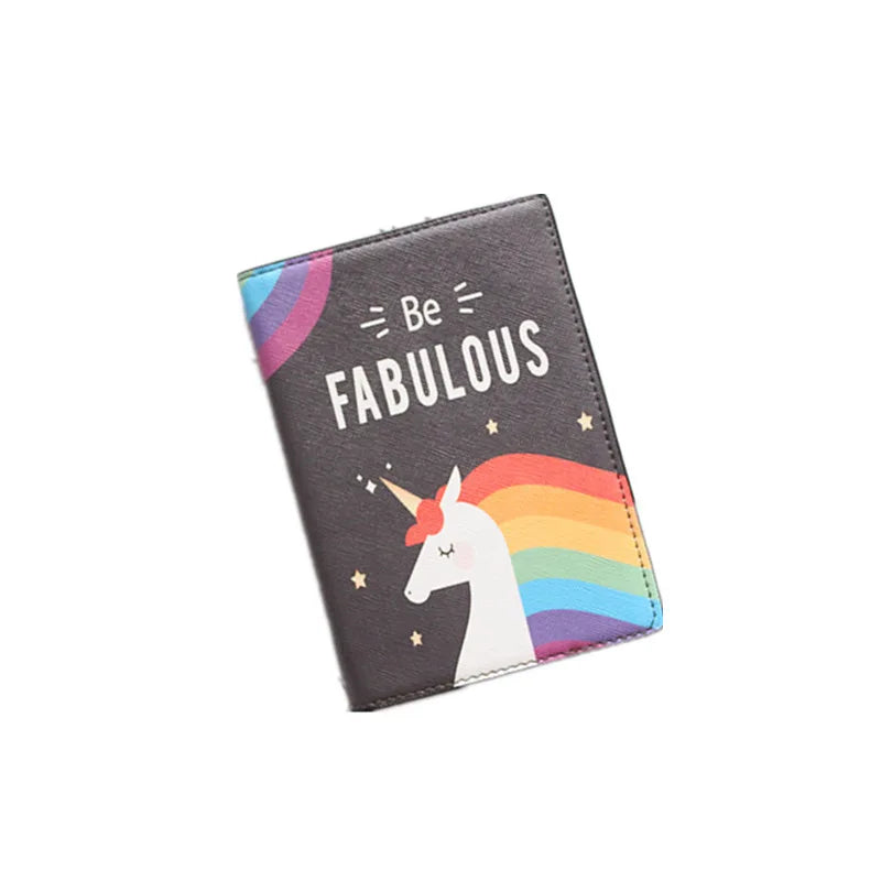 Cute Unicorn Girls Travel Abroad Passport Protection Set Waterproof Passport Holder Card Wallet