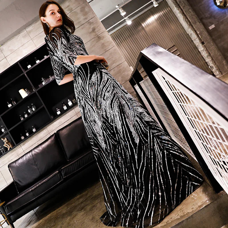 Ladybeauty Evening Dress with Sequins A Line Half