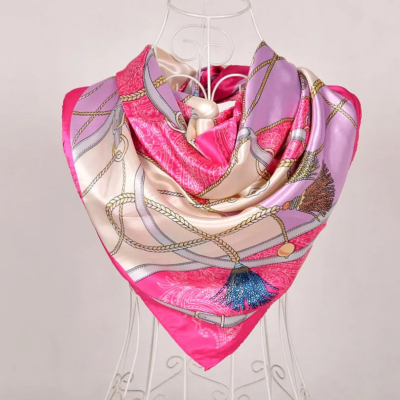 Spring And Autumn Female Satin Scarf,Big Square Scarves
