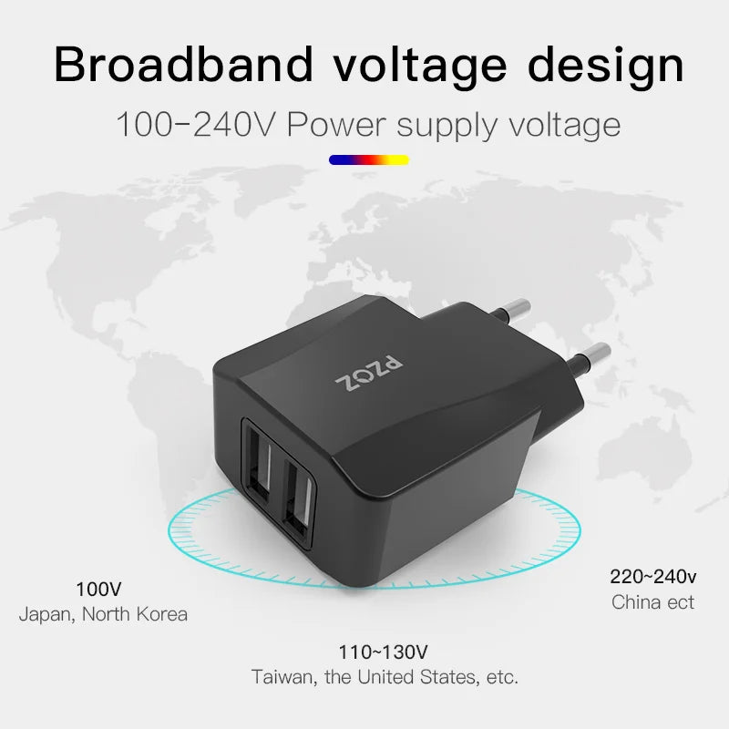 PZOZ Usb Charger Travel EU Plug 2a Fast