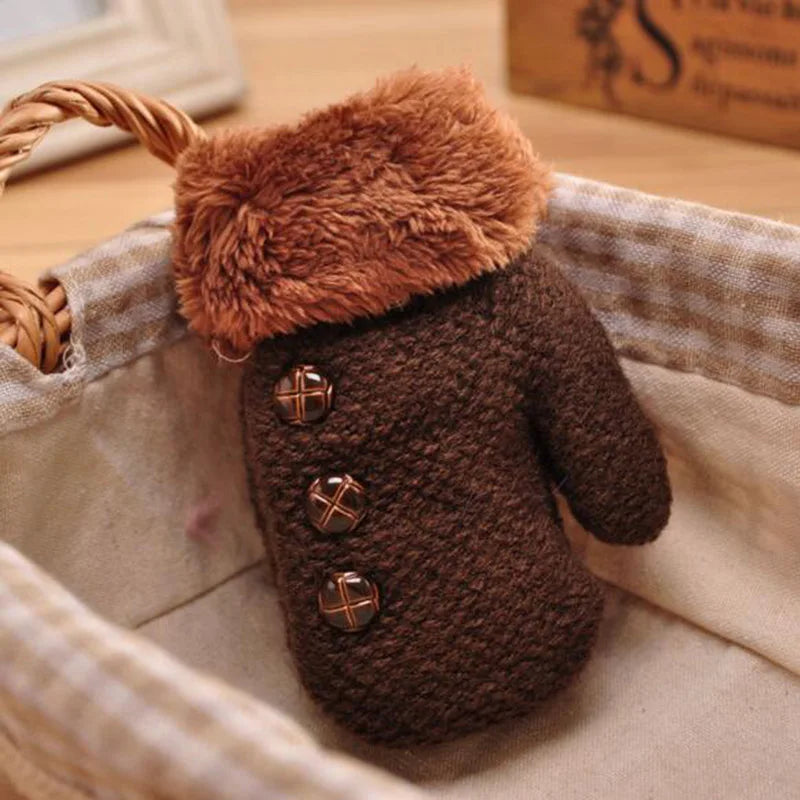 Lovely Winter Children' s Knitting Button Mittens Double