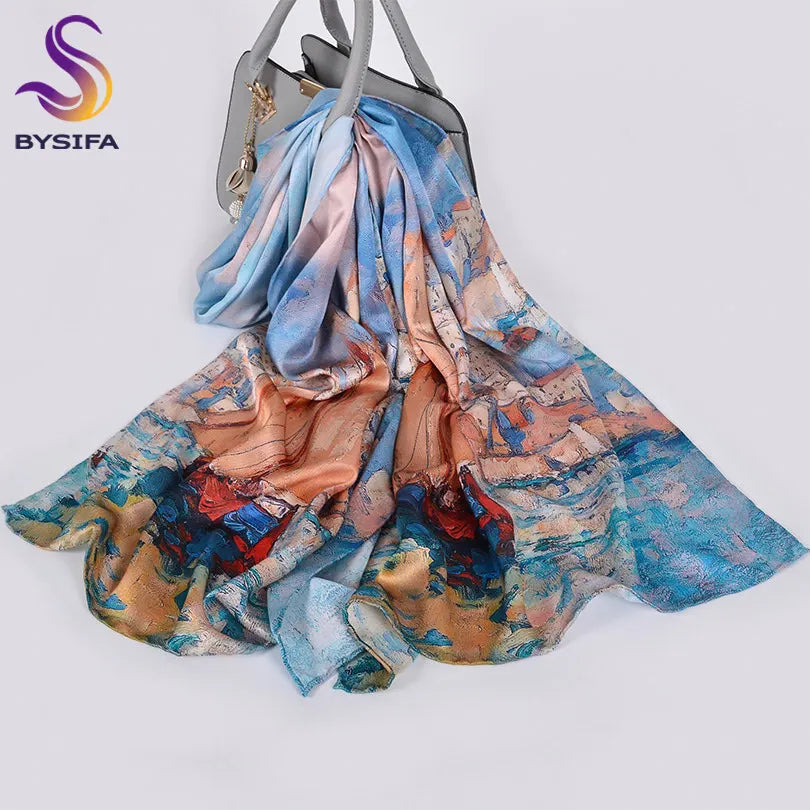 New Luxury Pure Silk Scarf Shawl Women