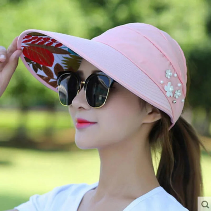 Summer Sun Hats Women Foldable UV Protection Sun