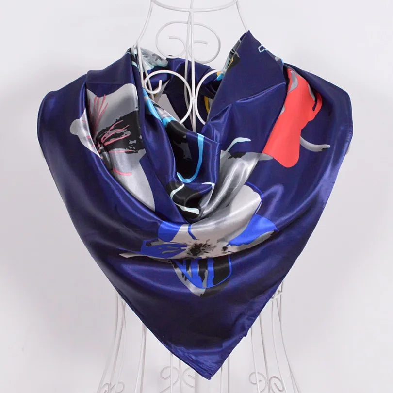 Spring And Autumn Female Satin Scarf,Big Square Scarves