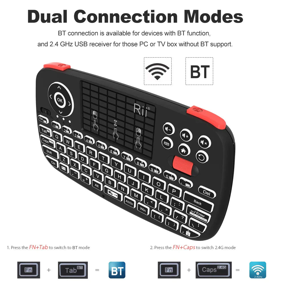 Rii i4 Mini BT Wireless Keyboard With Touchpad