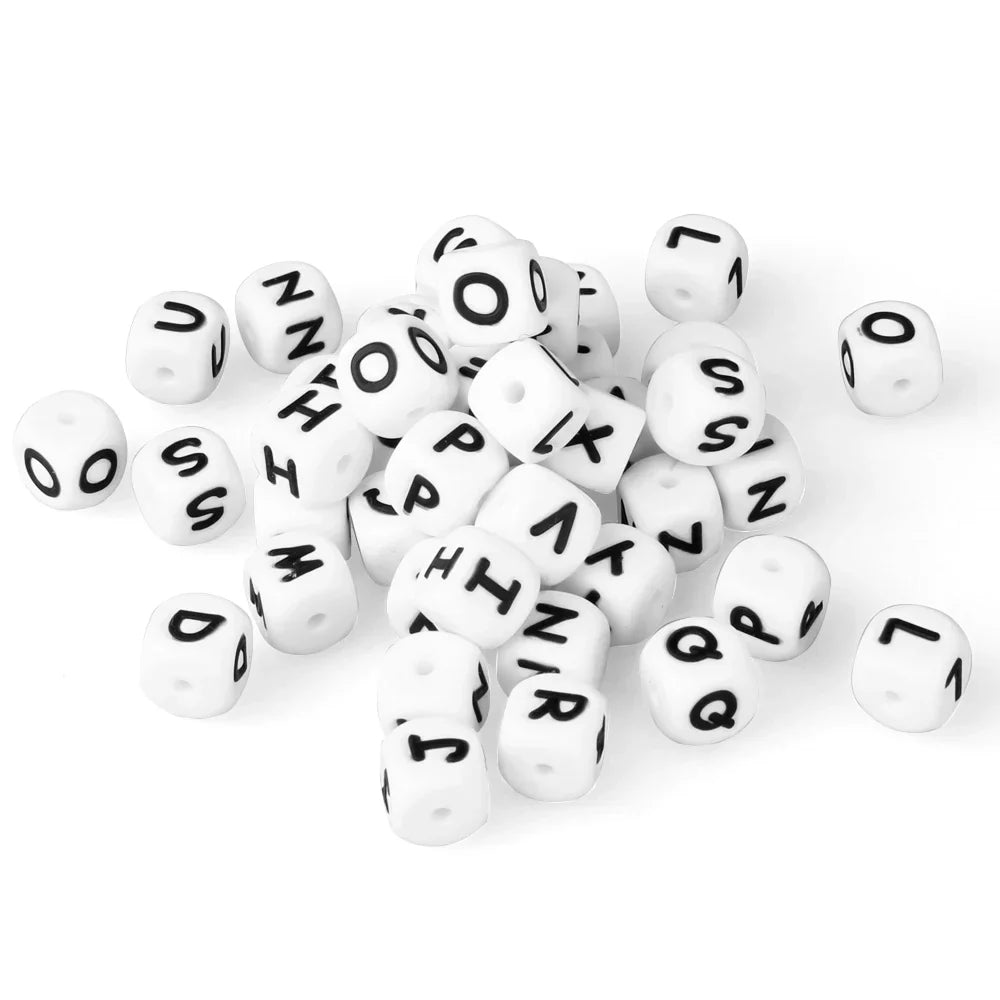 500pc/Lot 12MM Baby Silicone Letters Beads BPA Free