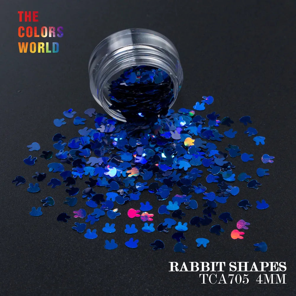 TCT-163 Holographic Color Rabbit Shape 4MM Glitter bunny