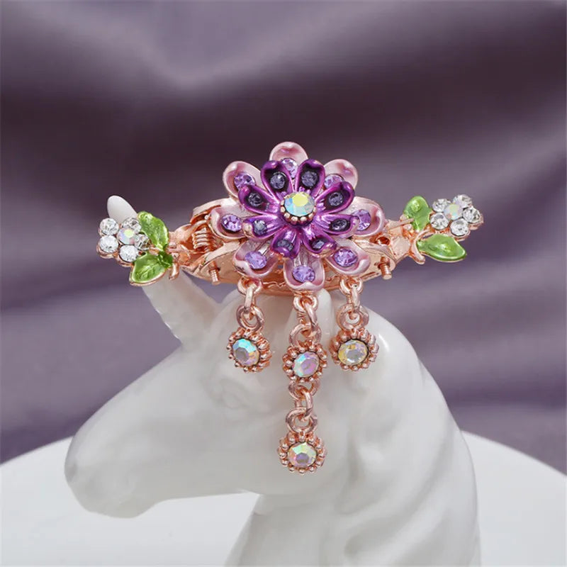 High Quality Colorful Enamel Flower Hair Claws Wedding