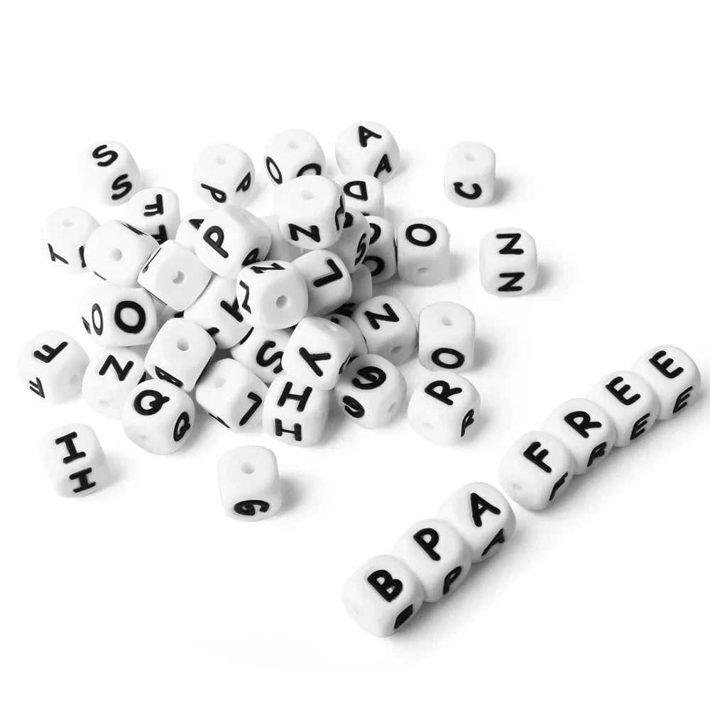 500pc/Lot 12MM Baby Silicone Letters Beads BPA Free
