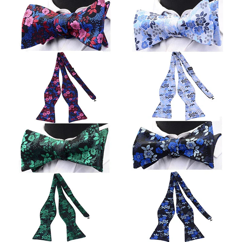 RBOCOTT Floral Self Tie Bow Tie Men's Silk
