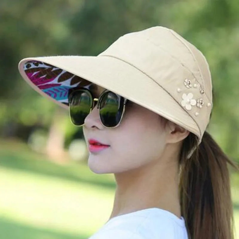 Summer Sun Hats Women Foldable UV Protection Sun