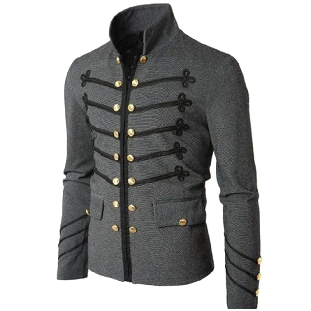 Steampunk Men Gothic Clothing Military Jackets Medieval Vintage