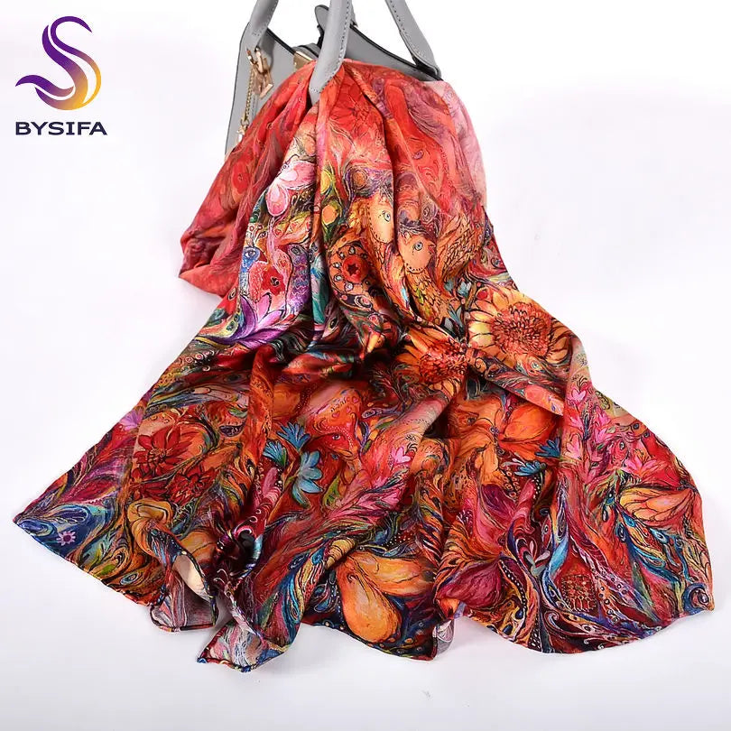 New Luxury Pure Silk Scarf Shawl Women