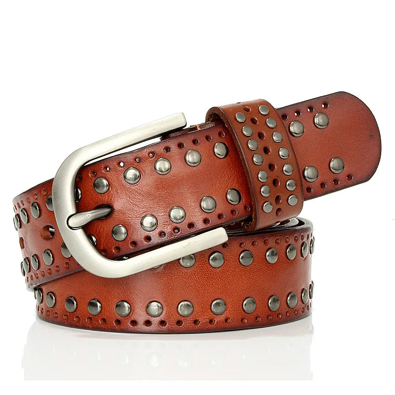 3.3CM Punk Lady Belts Rivet Women Belt High