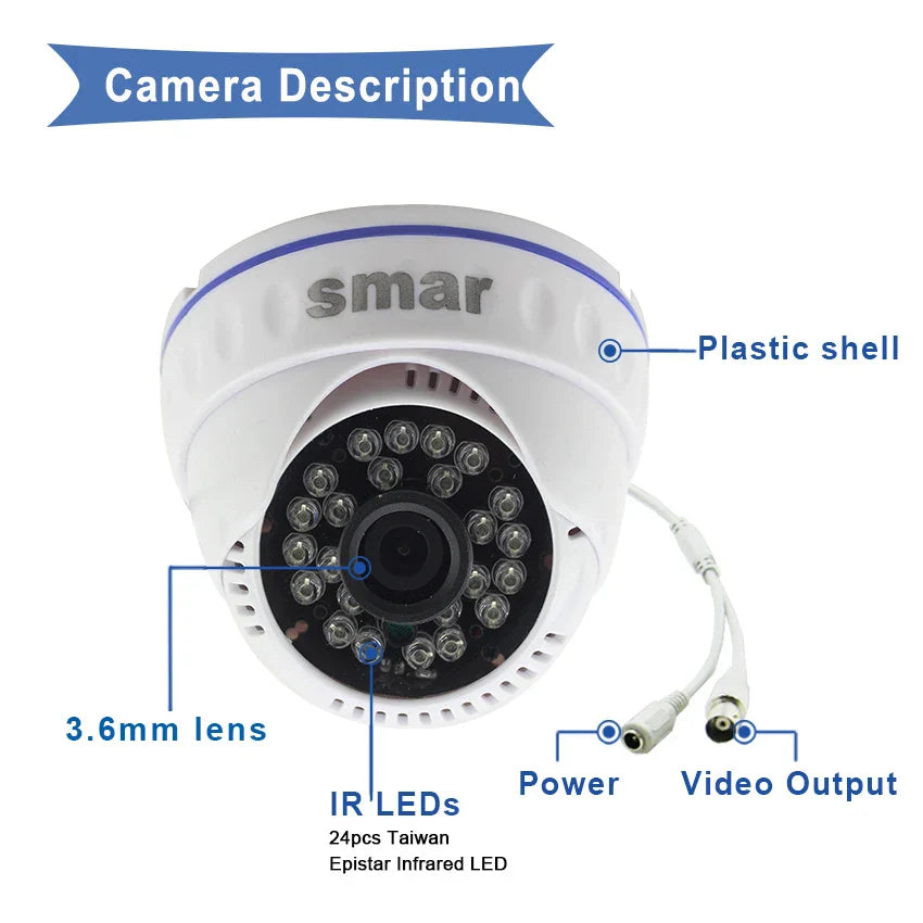 CCTV 4CH Hybrid DVR Video Surveillance System 720P
