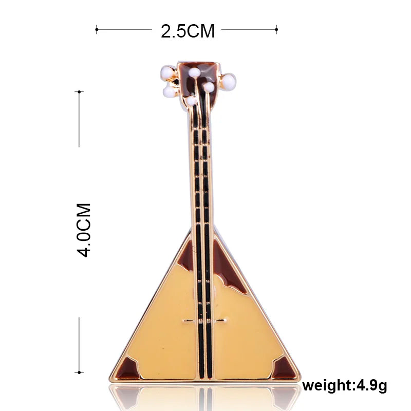 FUNMOR Red Enamel Guitar Balalaika Shape Brooch Musical