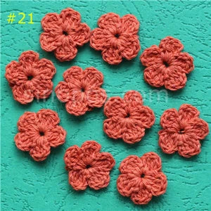 100 Colorfull Handmade Cotton Crochet Flowers, quilt scrapbooking