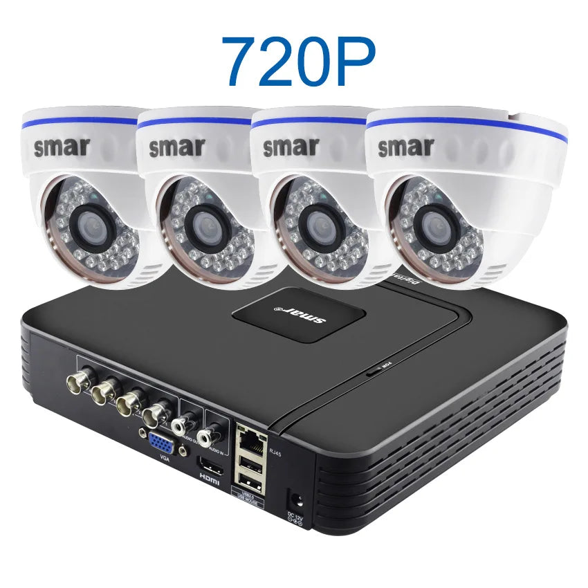 CCTV 4CH Hybrid DVR Video Surveillance System 720P
