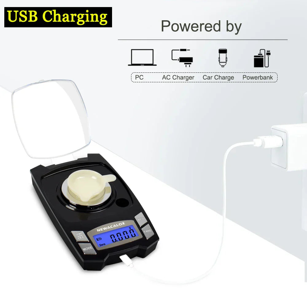 NEWACALOX 50g/100g x 0.001g USB Charging Jewelry Scale