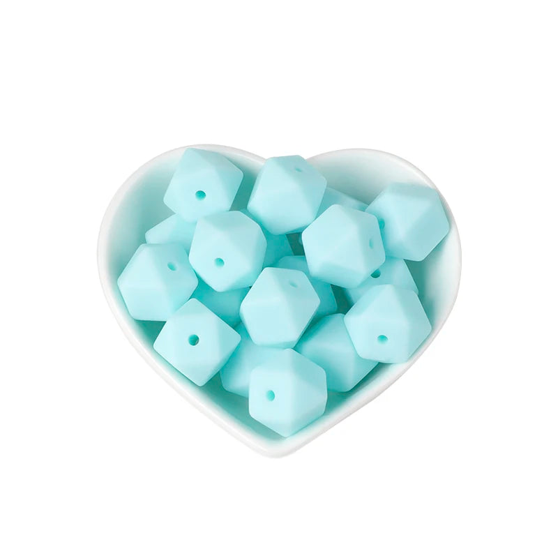 Joepada 100Pcs 14mm Hexagon Silicone Beads Food grade