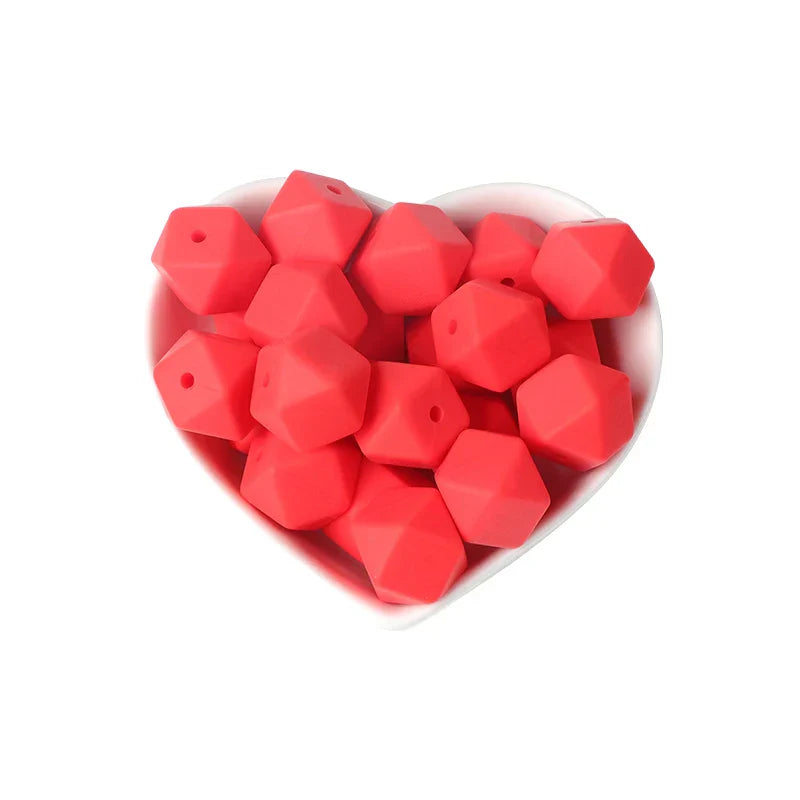 Joepada 100Pcs 14mm Hexagon Silicone Beads Food grade
