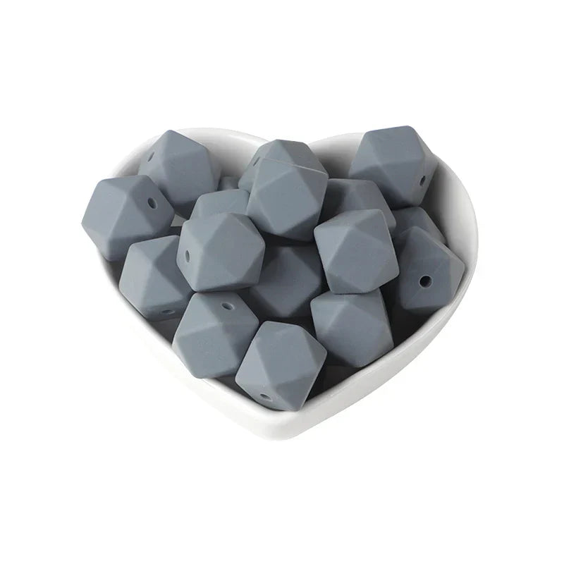 Joepada 100Pcs 14mm Hexagon Silicone Beads Food grade