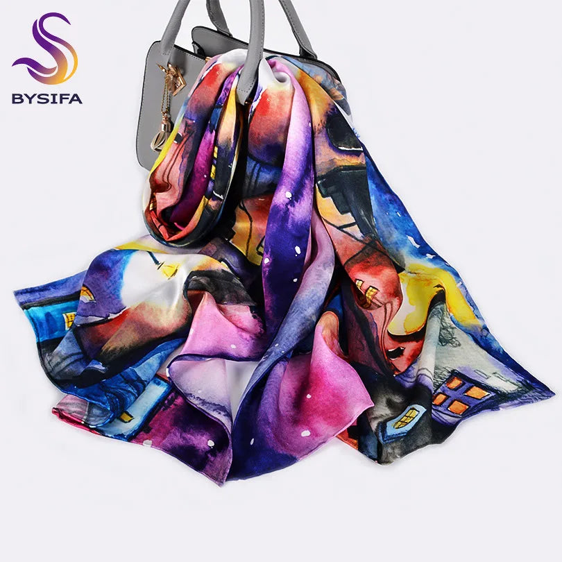 New Luxury Pure Silk Scarf Shawl Women