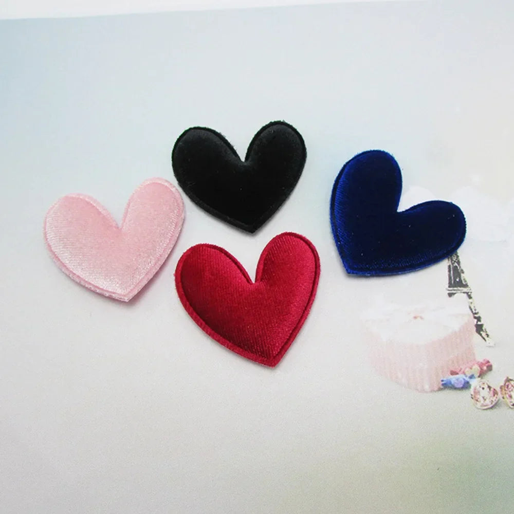 100pcs/lot DIY Velvet Heart padded applique Crafts with