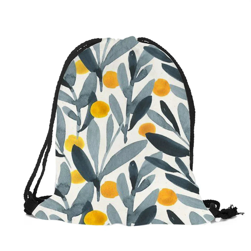 Simple Style Geometric Pattern Artistic Leaf Print Drawstring