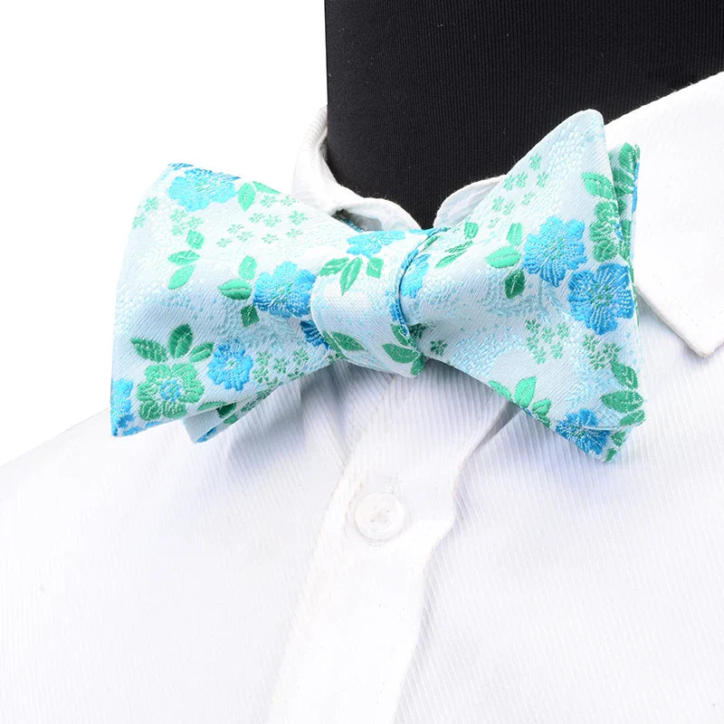 RBOCOTT Floral Self Tie Bow Tie Men's Silk