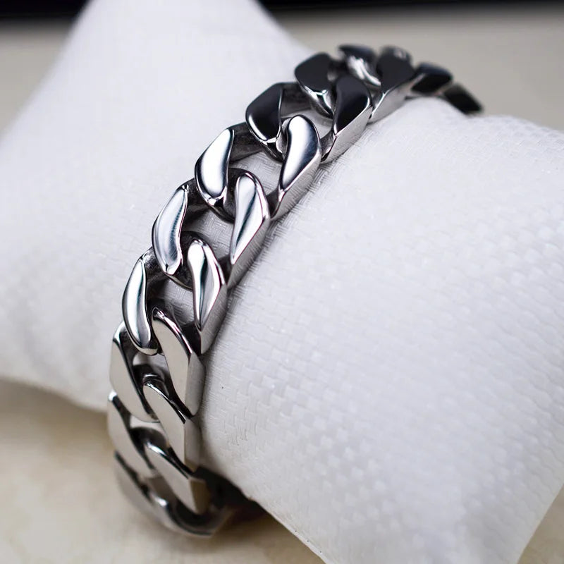 Fashion Real Titanium Steel Men Bracelets Punk Bangle