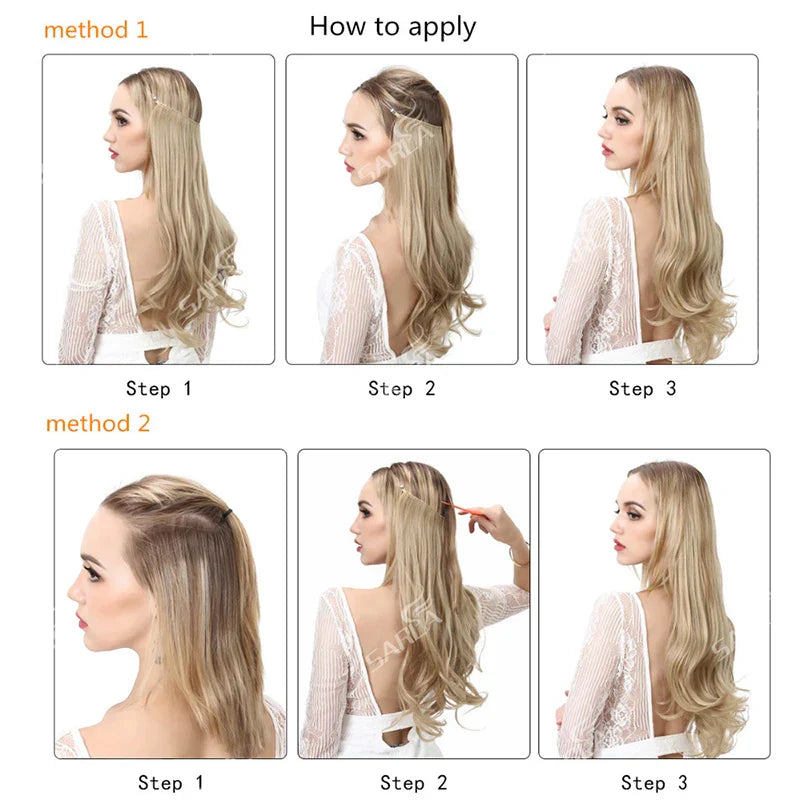 Synthetic Hair Extension No Clip Natural Hair Piece