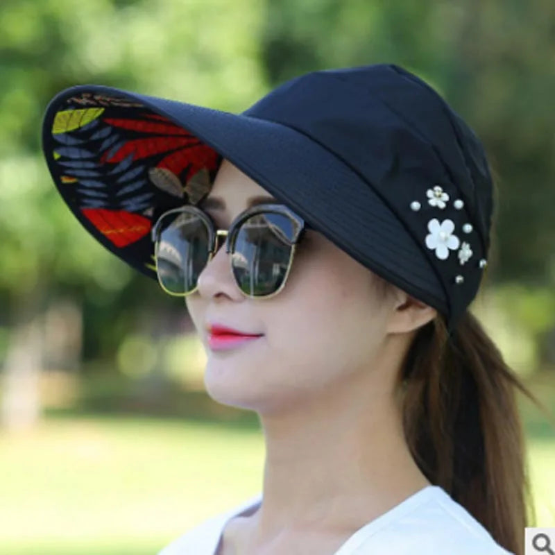 Summer Sun Hats Women Foldable UV Protection Sun