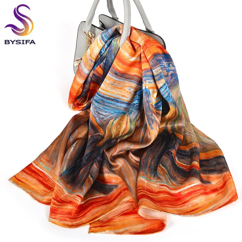New Luxury Pure Silk Scarf Shawl Women