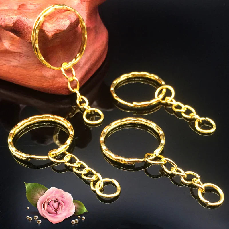 50Pcslot 1.3x25mm Gold Color Plated Key Ring with