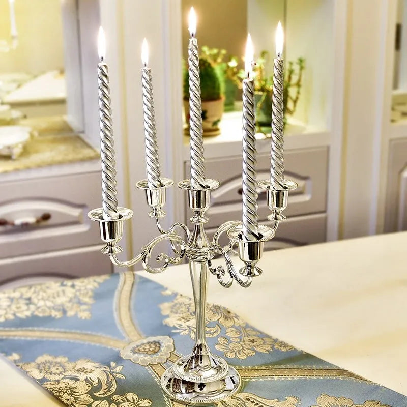 Silver Gold Black Bronze Metal Candlestick Holder Retro