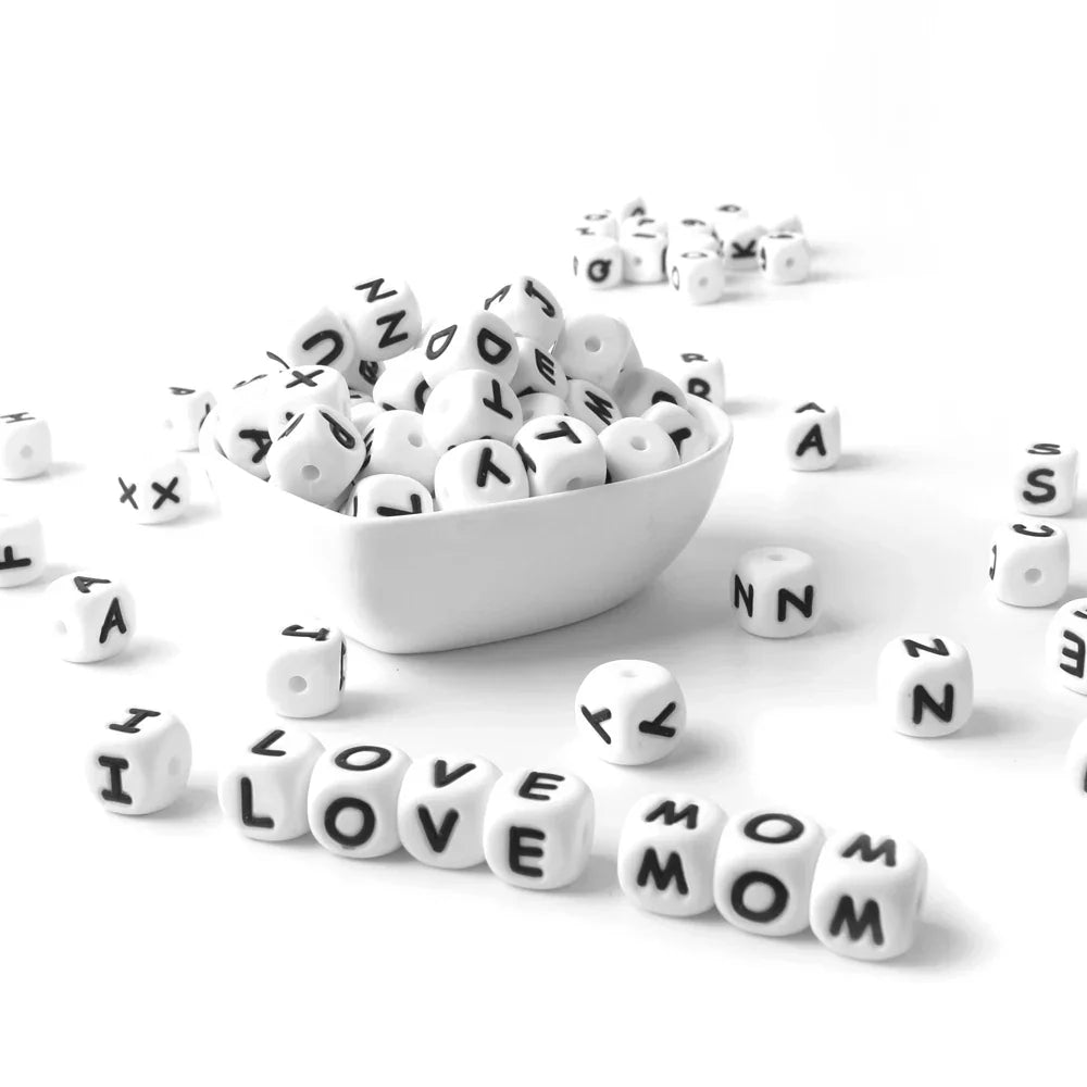 500pc/Lot 12MM Baby Silicone Letters Beads BPA Free