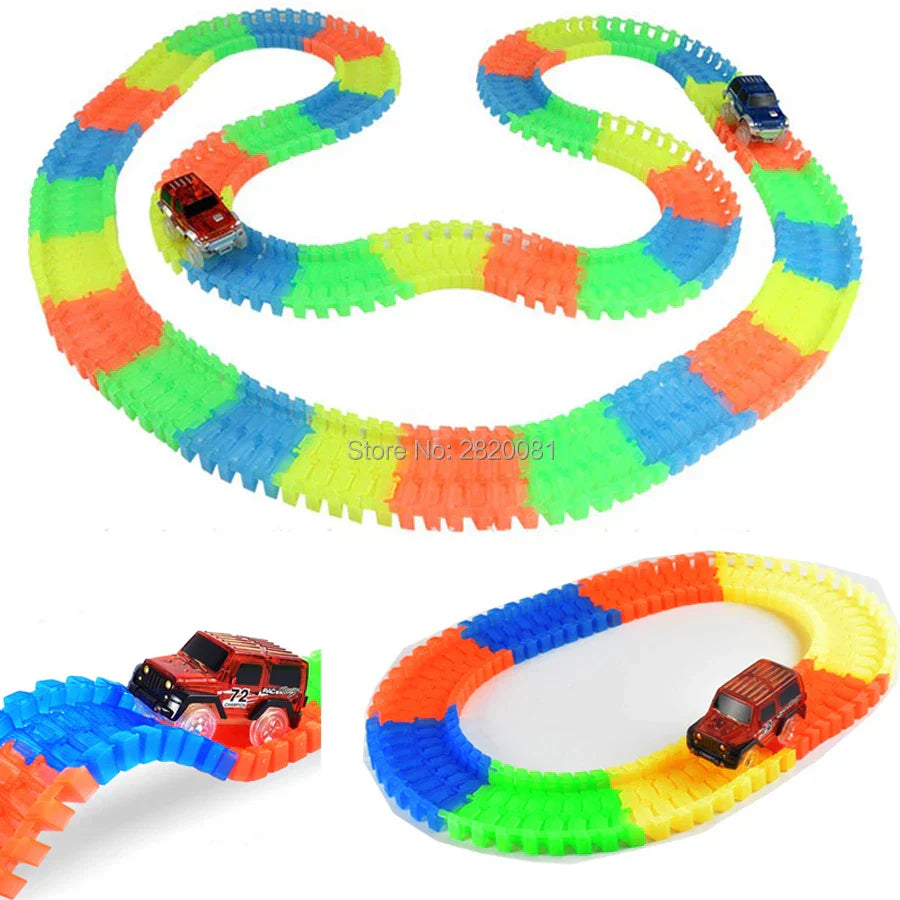 240pcs Race Track Car Glowing flexible soft Bend