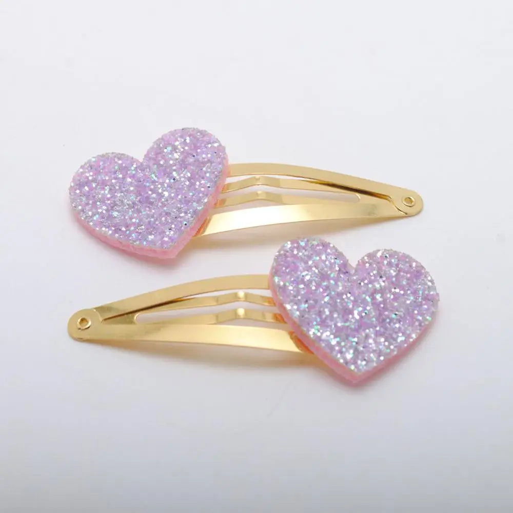 10pcs/lot Small Size Girls Hairclips Glitter Heart Birthday