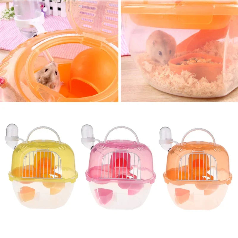 Portable Hamster Travel Carrier Practical Plastic Hamster Cage