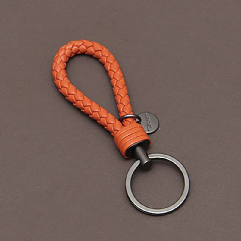 Handmade Braid Real Sheepskin Leather Woven Rope Keychain