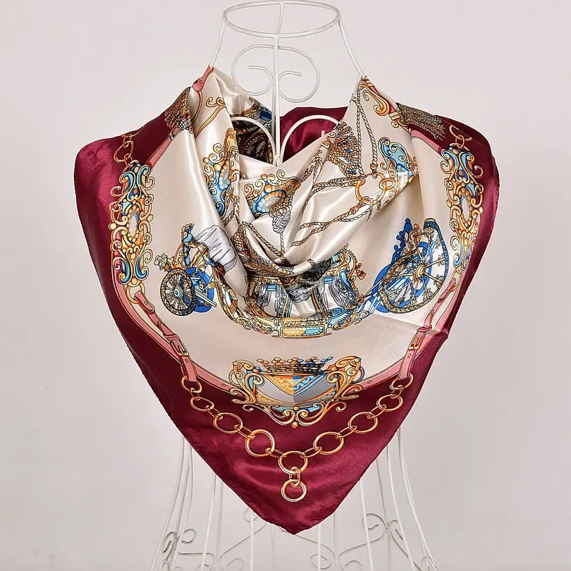 Spring And Autumn Female Satin Scarf,Big Square Scarves