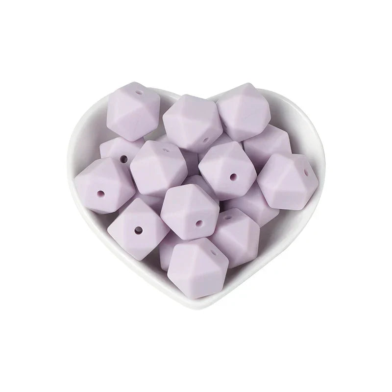 Joepada 100Pcs 14mm Hexagon Silicone Beads Food grade