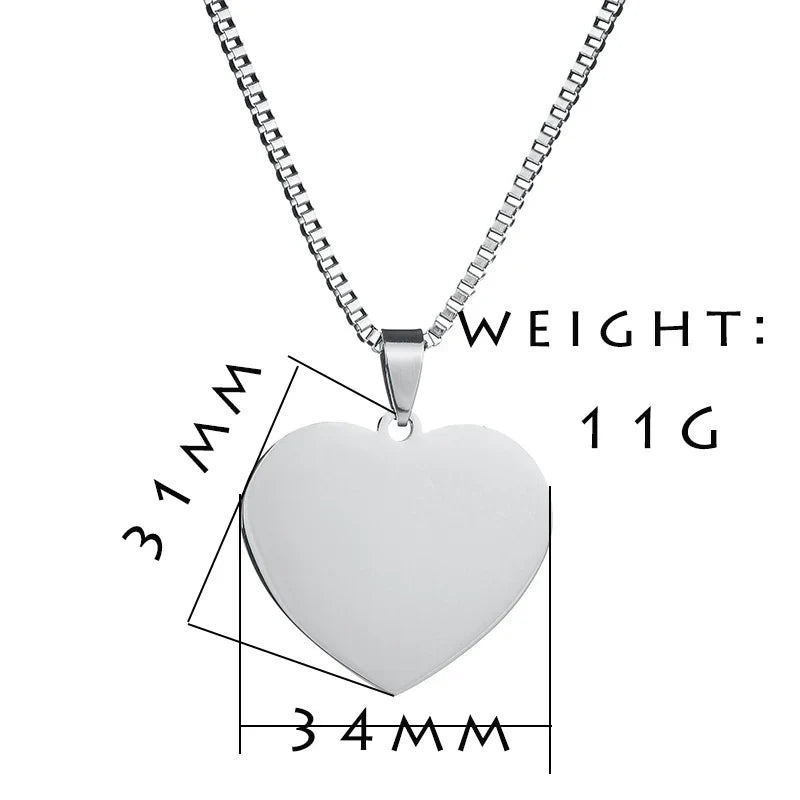 Personalized Stainless Steel Name Pendant Necklace Heart Love