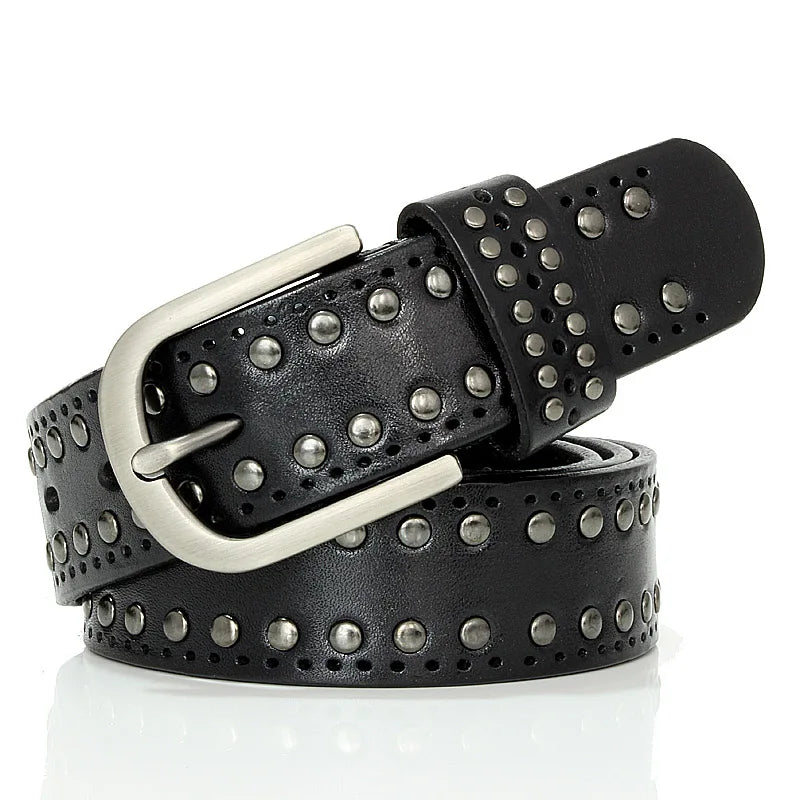 3.3CM Punk Lady Belts Rivet Women Belt High
