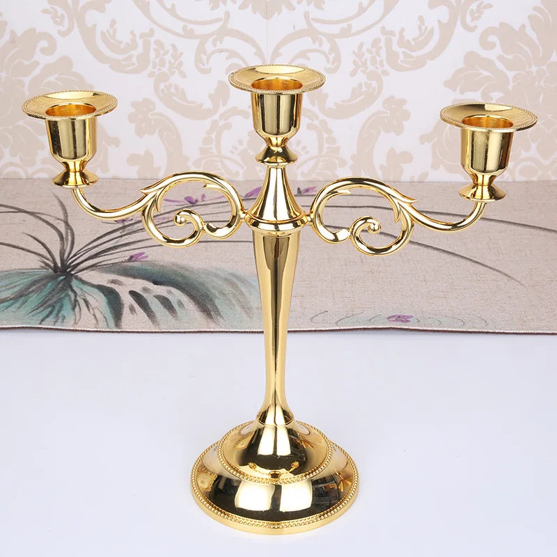 Silver Gold Black Bronze Metal Candlestick Holder Retro