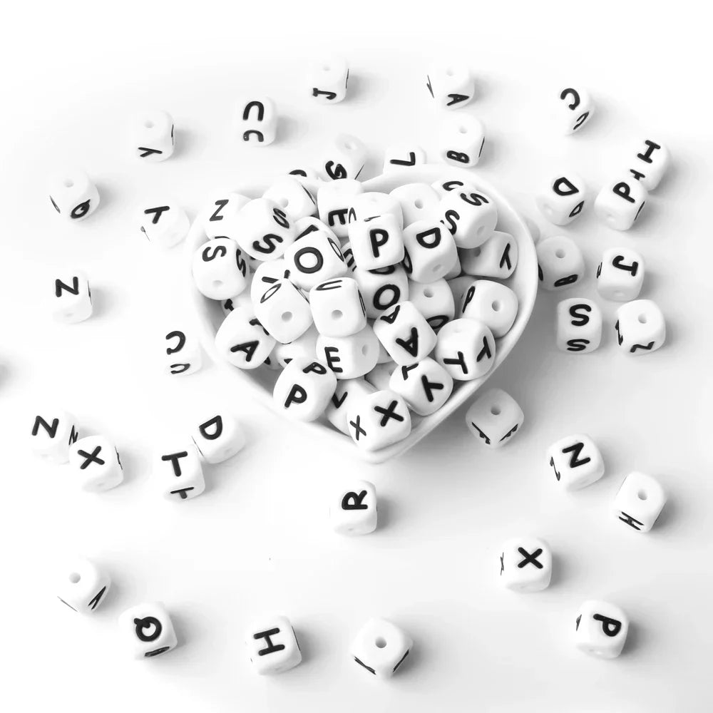 500pc/Lot 12MM Baby Silicone Letters Beads BPA Free