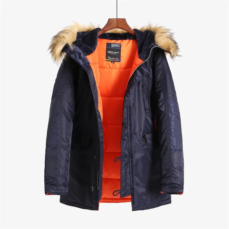 N-3B Winter ALASKA Coat Men Fur Hood Slim